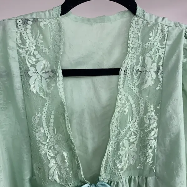 Vintage Green Robe Nightgown Dress Size M - Image 4