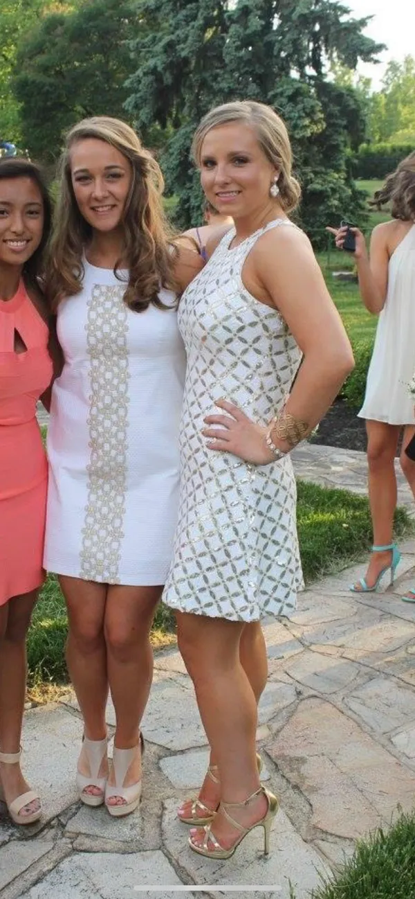 Dress the Population Revolve White and Gold Sequin Dress - Image 4