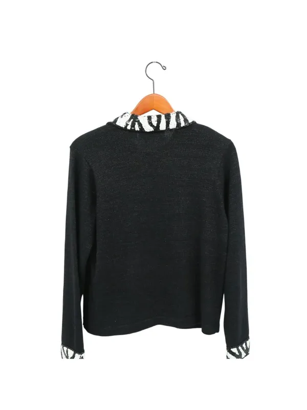 Design Options by Philip & Jane Gordon Black Zebra Sequin Cardigan Sweater L - Image 7