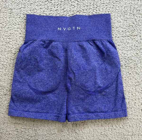 NVGTN Seamless Scrunch Shorts Womens XS Blue Contour‎ Gym Workout Activewear - Image 2