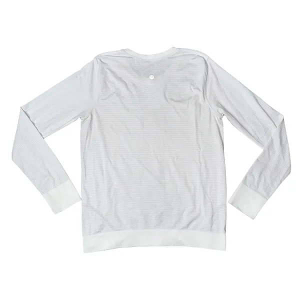 Lululemon Swiftly‎ Tech Long Sleeve Women 10 White Excellent Striped Crewneck - Image 2