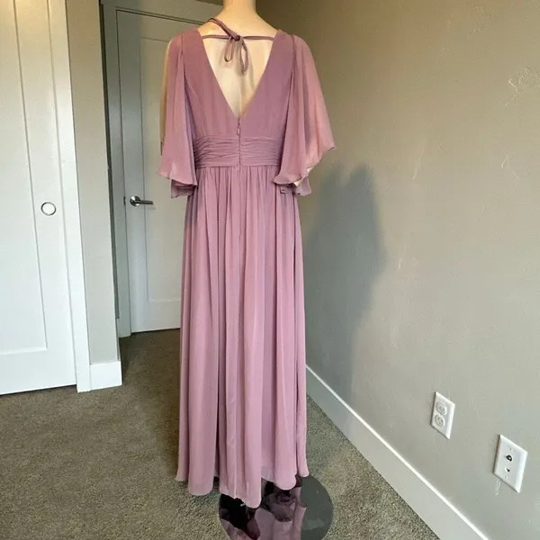 Azazie Temeka Vintage Mauve A-Line Ruched Chiffon Dress - Image 12