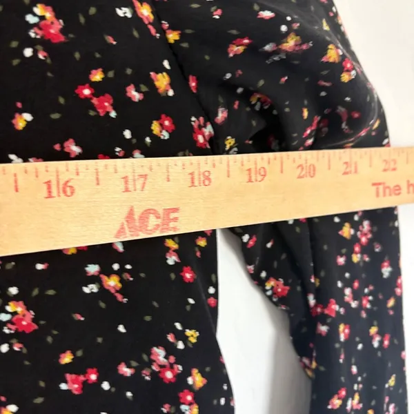 Madewell et Sézane Floral Print Long Sleeve Mini Dress Black Size S - Image 6