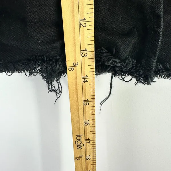 reCreation Black Denim Skort‎ Womens 12 Raw Hem Flexi Fit Comfort Y2K Indie Alt - Image 4