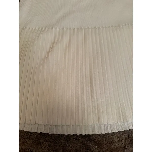 Vintage Exclusively Misook Cream Pleated Knit Mini Skirt Drop Waist Coquette Y2K - Image 3