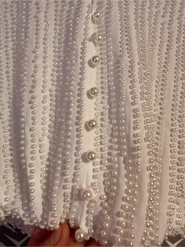ZARA | Limited Edition Pearl Embellished Cropped Blouse, XS - Image 5