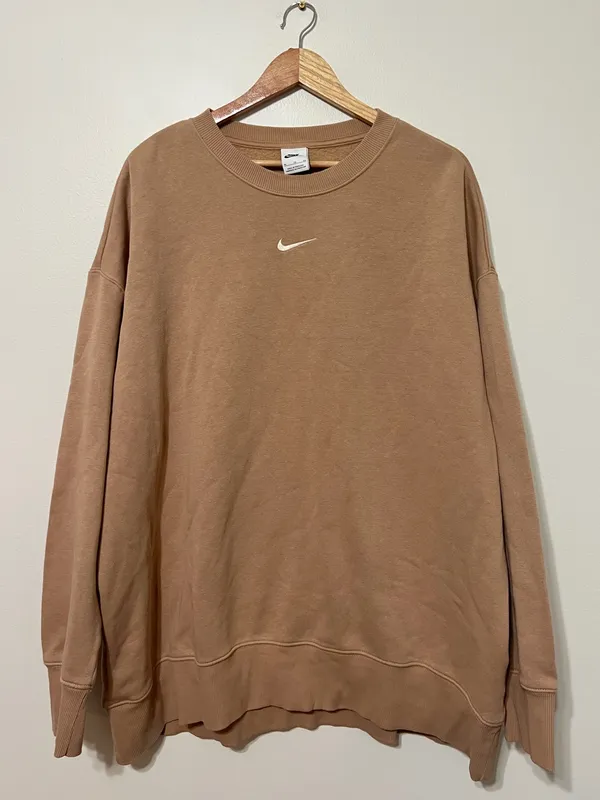 Nike Oversized Crewneck Sweatshirt Size XL Phoenix Fleece Tan Brown - Image 2