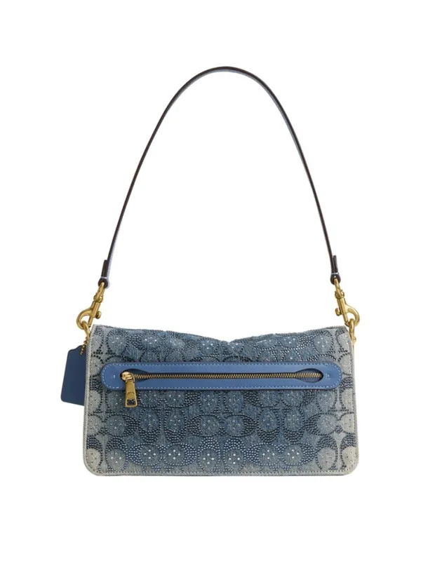 NEW Coach 26 Blue Denim Crystal Signature Tabby Shoulder & Crossbody Bag CDZ3 - Image 3