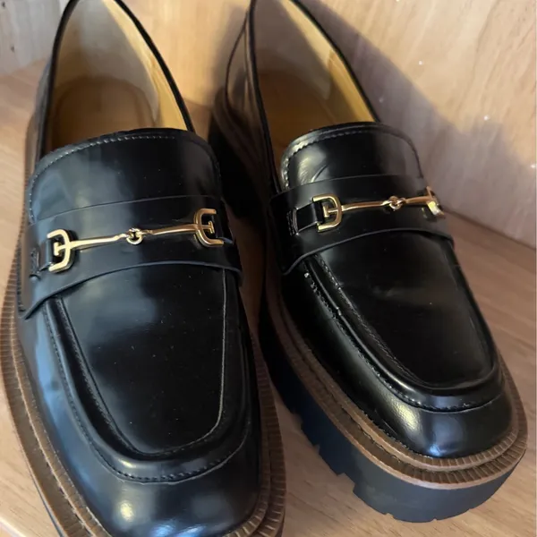 Sam Edelman sz 9 Women Laurs Leather Chunky Slip On Loafers Academia Retro Work - Image 6