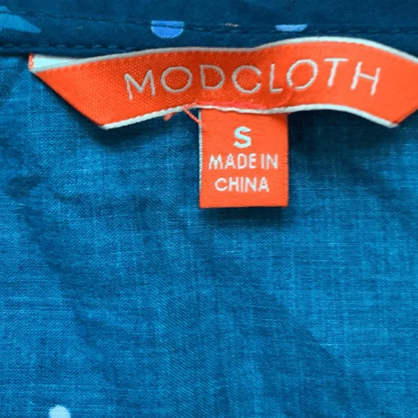 ModCloth Ocean Shark‎ Print Blouse Peter Pan Collar Blue Nautical Top Retro - Image 10