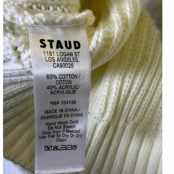 Staud Hampton Cropped Sweater Cream and Navy Blue Stitch - Image 7