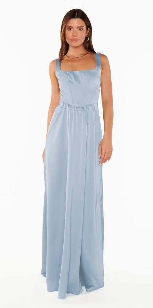 SHOW ME YOUR MUMU Nina Maxi Dress In Steel Blue Luxe Satin - Image 5