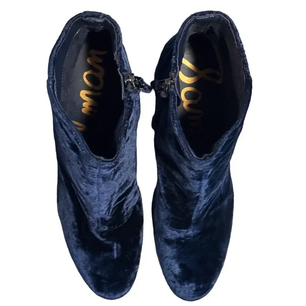 Sam Edelman Tinsley Navy Blue Velvet Block Heel Ankle Booties Sz 11 M Whimsigoth - Image 9