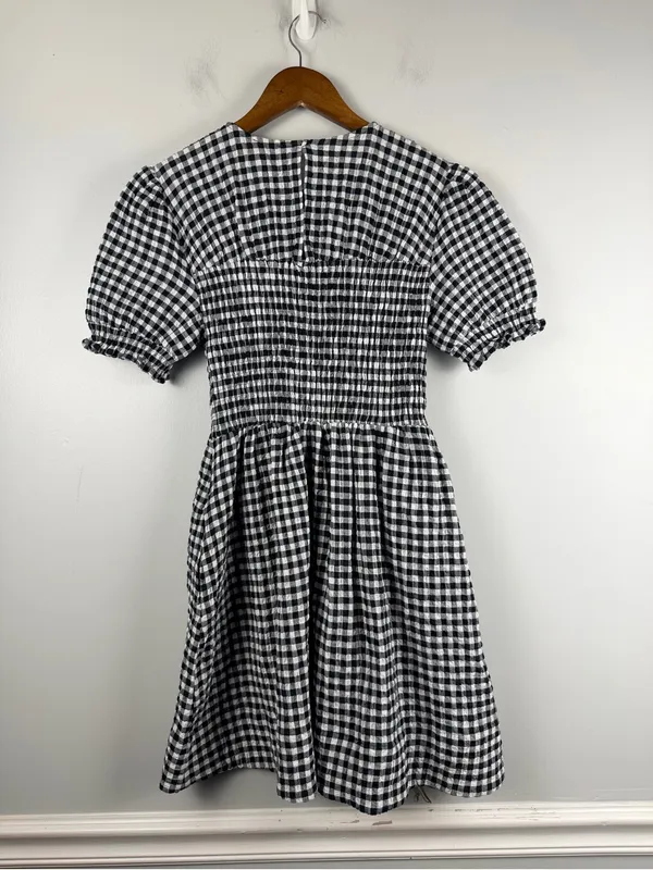 Anthropologie Maeve Puff-Sleeve Babydoll Mini Dress gingham size XS - Image 8