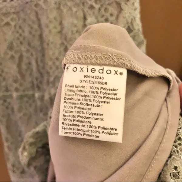 Foxiedox Anthropologie Ocala Lace Halter Cocktail Dress‎ Dusty Blue XS - Image 8