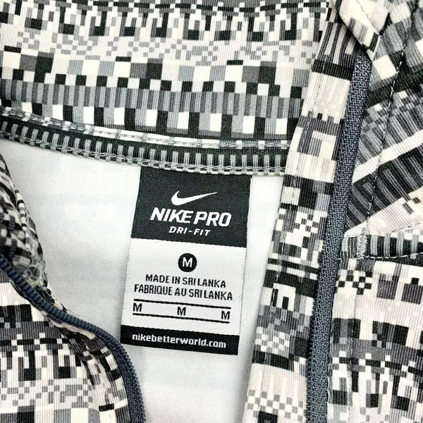Nike Pro‎ Dri-FIT 1/2 Zip Pullover Womens Size M Grey Geometric Fair Isle Fleece - Image 4