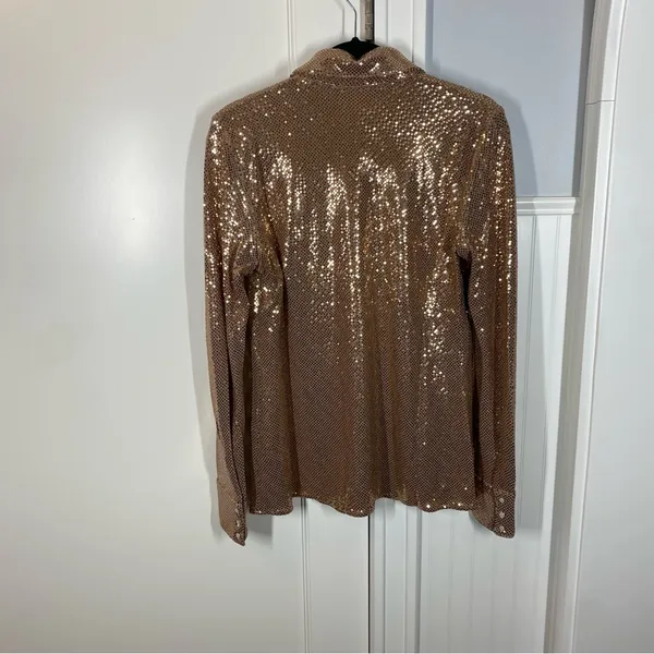 C/MEO Collective After Dark Sequin Blouse‎ Shirt Rose Gold NWT Size Medium 6 - Image 6