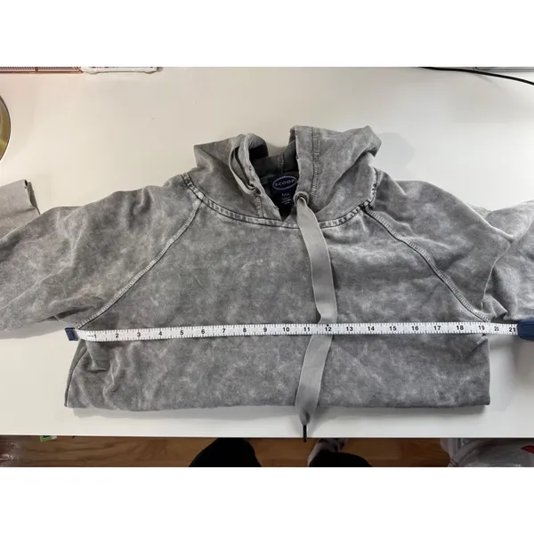Scoop Gray Acid Wash Raglan‎ Pullover Hoodie Vintage Grunge Distressed Small - Image 5