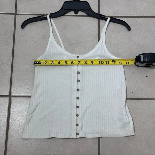 American‎ Eagle Women White Tank Top Crop Button Front Knit Size XS - Image 6