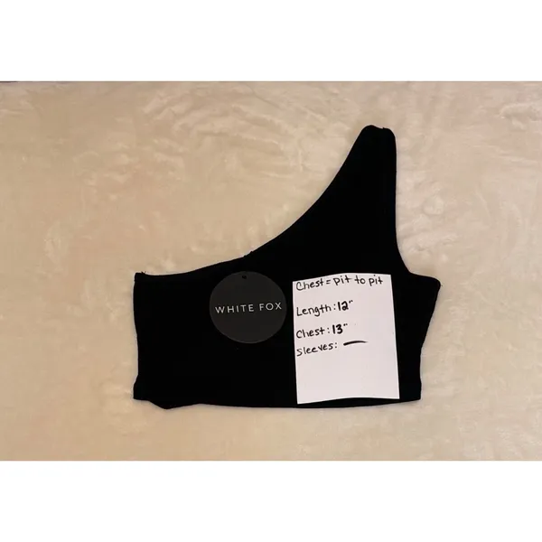 WHITE FOX BOUTIQUE First Love Crop Top Black‎ Size M Medium NWT One Shoulder - Image 4