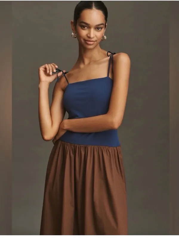 Anthropologie Square-Neck Twofer Midi Dress XS - Image 2