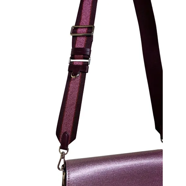 Kate‎ Spade Buddie Glitter Striped Leather Medium Pink Shoulder Bag - Image 10