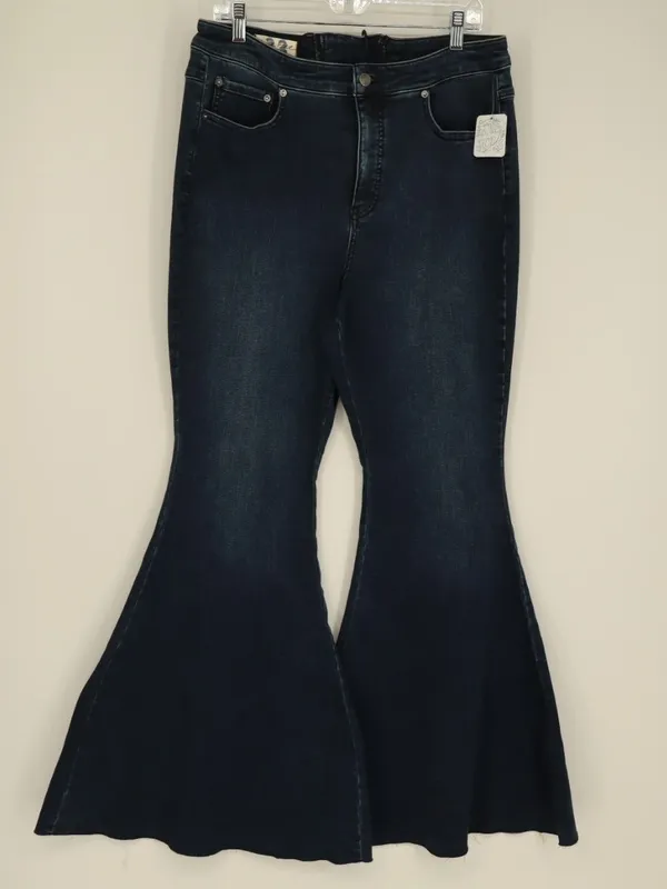 We The Free Free People CRVY Lace-Up Flare Jeans 33 Dark Wash High Rise Boho - Image 3
