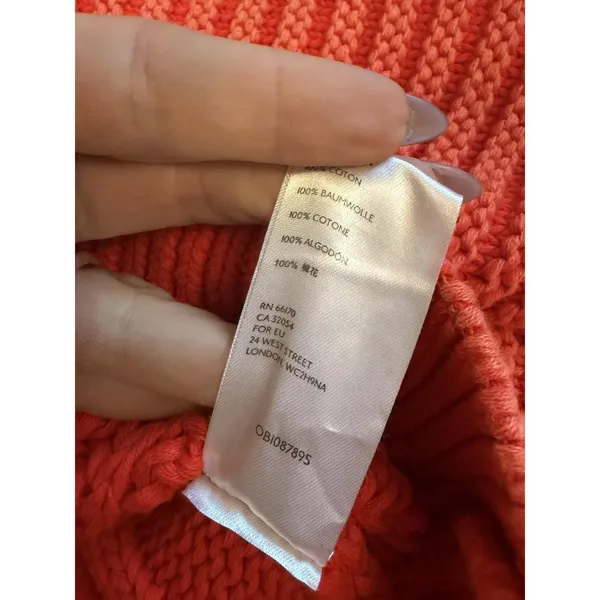 Free People Sweater Womens XS Orange Mock Neck Cable Knit Raglan Pullover - Image 4