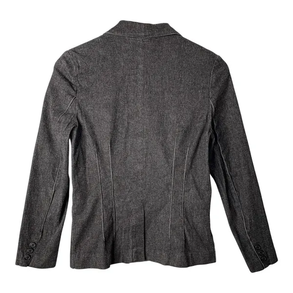 White House Black Market Dark Denim Blazer Fitted Jacket‎ Pintuck Pleated Coat - Image 6