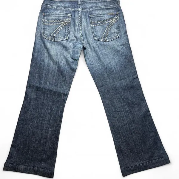 ✨ 7 For All Mankind Dojo Jeans 30x27 Faded Wash Wide Flare - Image 6