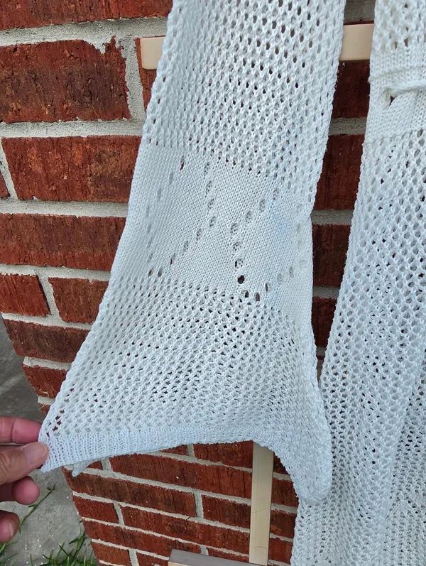 White Crochet Knit Swim Coverup Small - Image 4