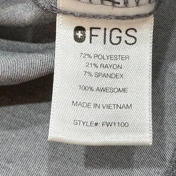 Women's FIGS Casma Grey‎ Scrub Top XS FW1100 Medical Healthcare Nurse Uniform - Image 5
