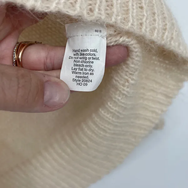 J. Crew Beige‎ Fuzzy Knit Shawl Collar V Neck Pullover Sweater XS Mohair Blend - Image 6