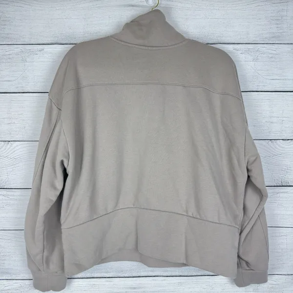 Marc New York Beige Logo Quarter Zip Crop Activewear‎ Sweatshirt Size XL Casual - Image 4