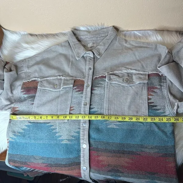 POL Corduroy Aztec Oversized Button Down Shirt Jacket Shacket Size Large - Image 8