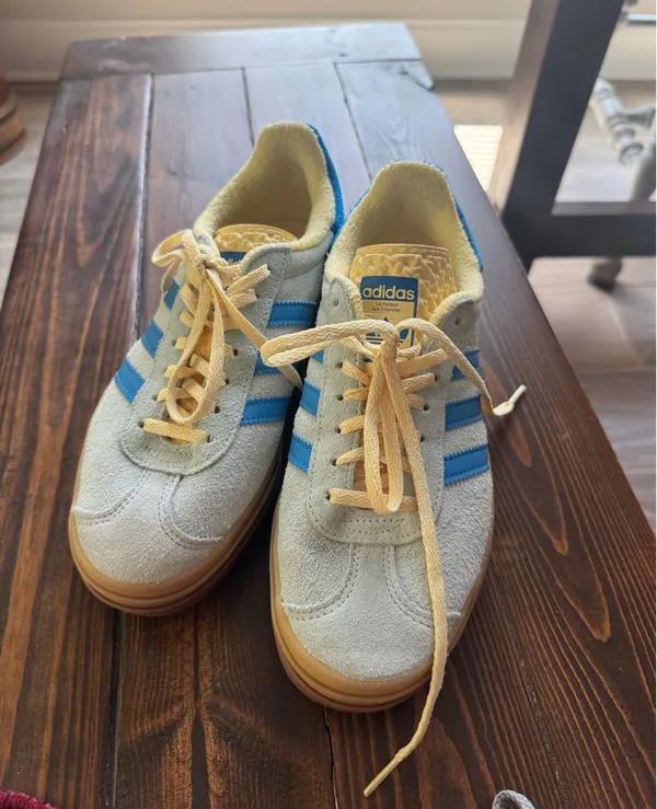 Blue and yellow platform adidas gazelle  - Image 3