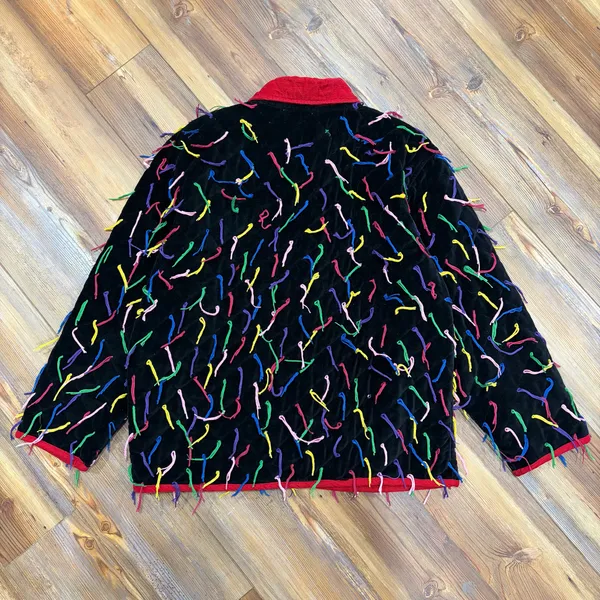 Vintage 90s Keren Hart Eyelash Rainbow Confetti Quilted Jacket - Image 4