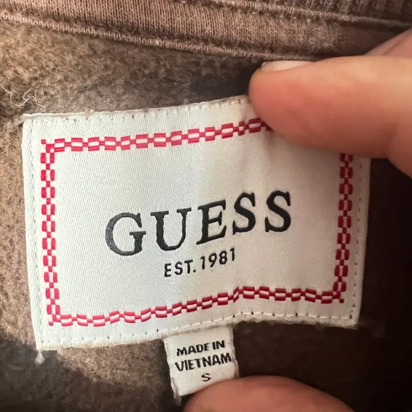 Vintage Guess Crewneck Sweatshirt Womens Small Brown Logo‎ Pullover - Image 3
