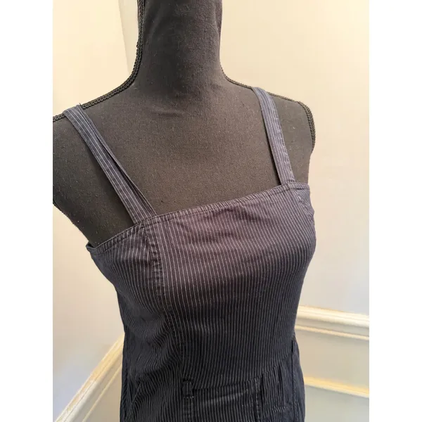 Vintage Y2K April Why Not Navy & White Pinstripe Mini Dress Indie Sleaze Summer - Image 2