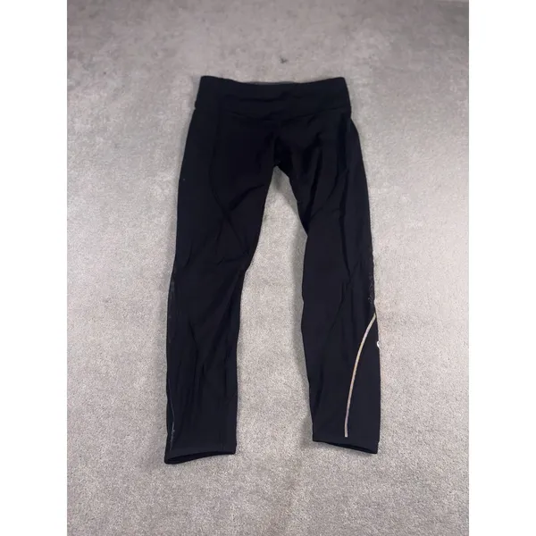 lululemon black cropped leggings 6 reflective mesh - Image 2