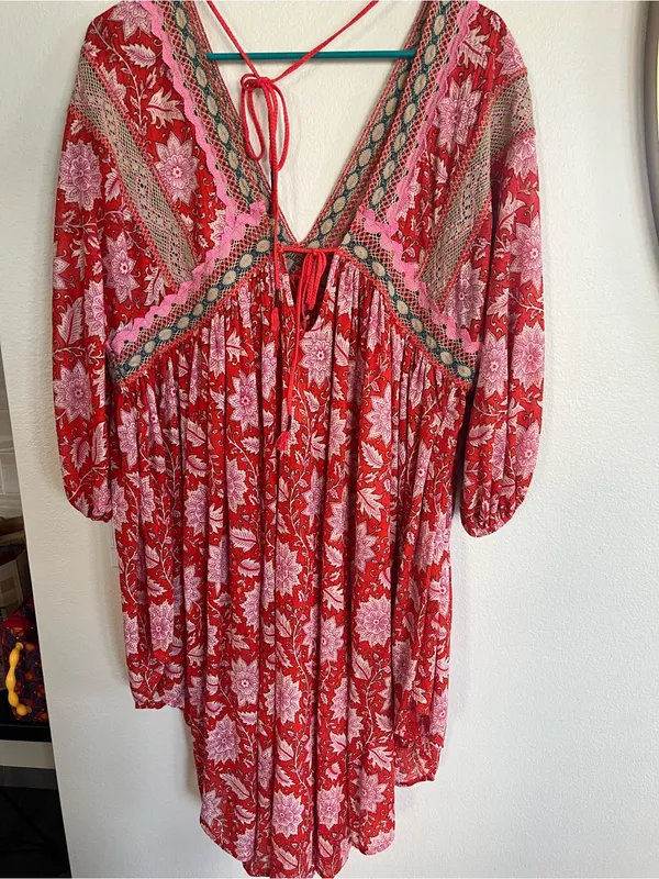 Free People Red Moon Child Maxi Top Tunic S - Image 7