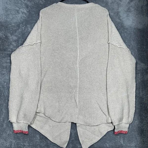 SHEIN Cardigan Womens‎ L Beige Toggle Button Oversized Chunky Knit Split Back - Image 7
