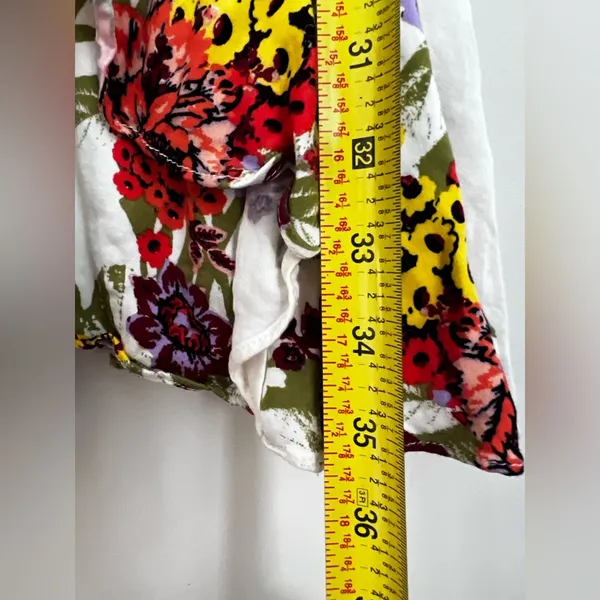 Free People Happy Heart Mini Floral Dress ruched ruffle smock boho L - Image 8
