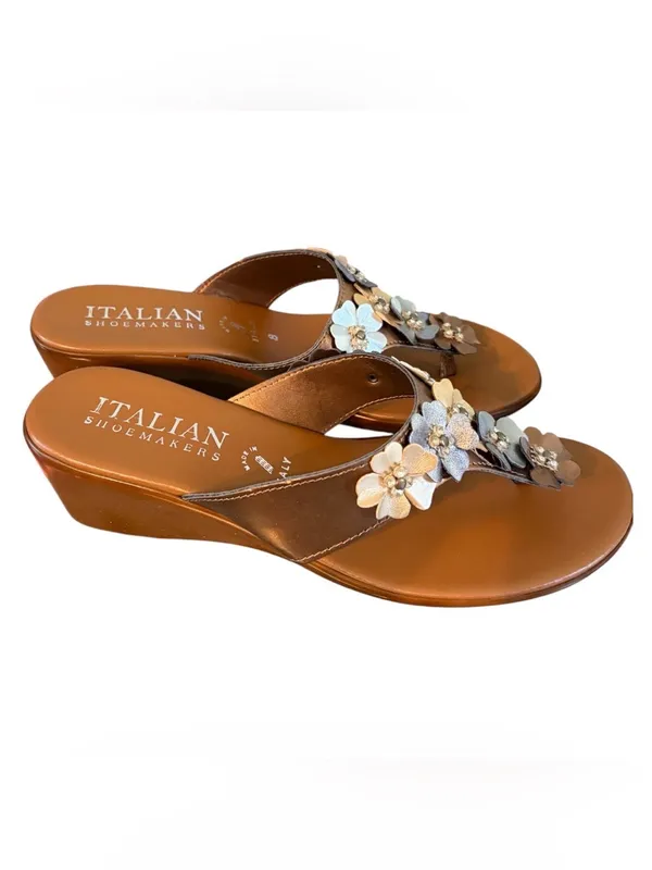Italian Shoemakers Women's Metallic Zane Flowered Wedge Sandals NIB Size 8 - Image 3