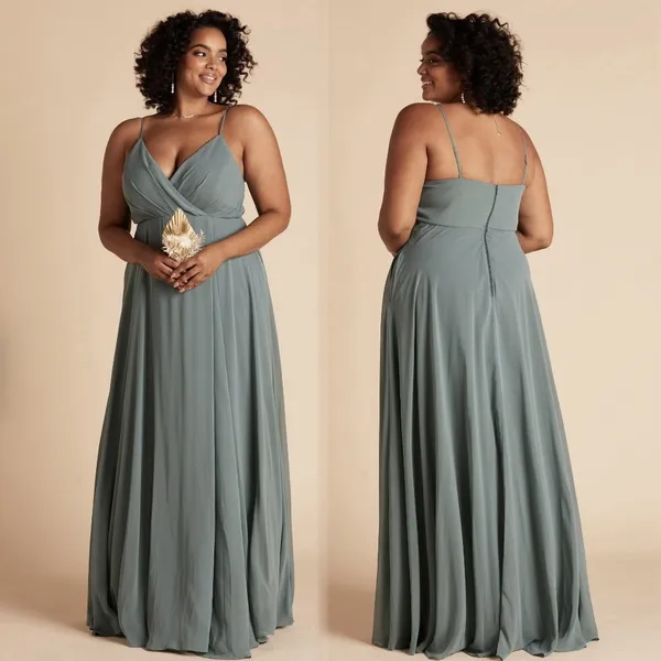 NEW Birdy Grey Kaia Sea Glass Chiffon Maxi Bridesmaid Dress Event Summer L - Image 2