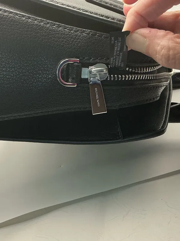 Michael Kors Tamaro Small Studded Satchel Black Silver Studs MK Charm - Image 10