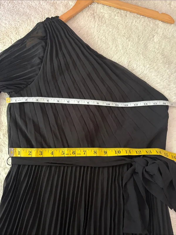 Lulus Divine Charm Black Pleated One-Shoulder Maxi Dress Size XL Formal wedding - Image 6
