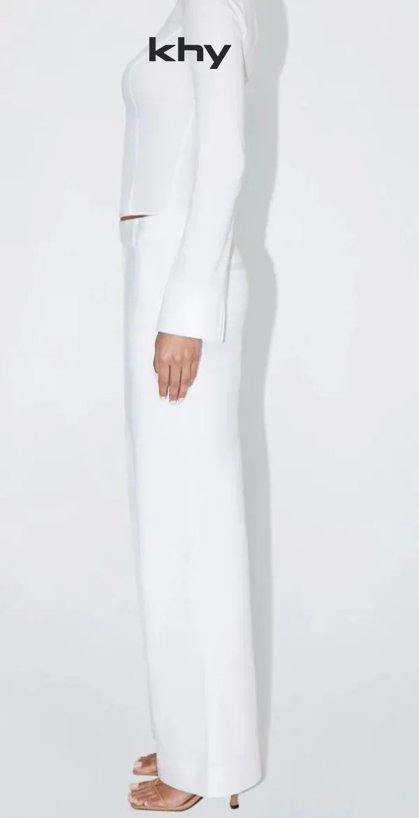 KHY by Kylie Jenner low rise Poplin white pants - Image 2