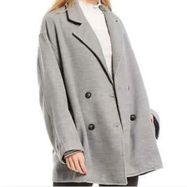 NWT Free People Hannah Slouchy Double Breasted Blazer Gray - Image 4