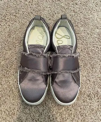 Purple Satin Slip On Sneakers - Image 2
